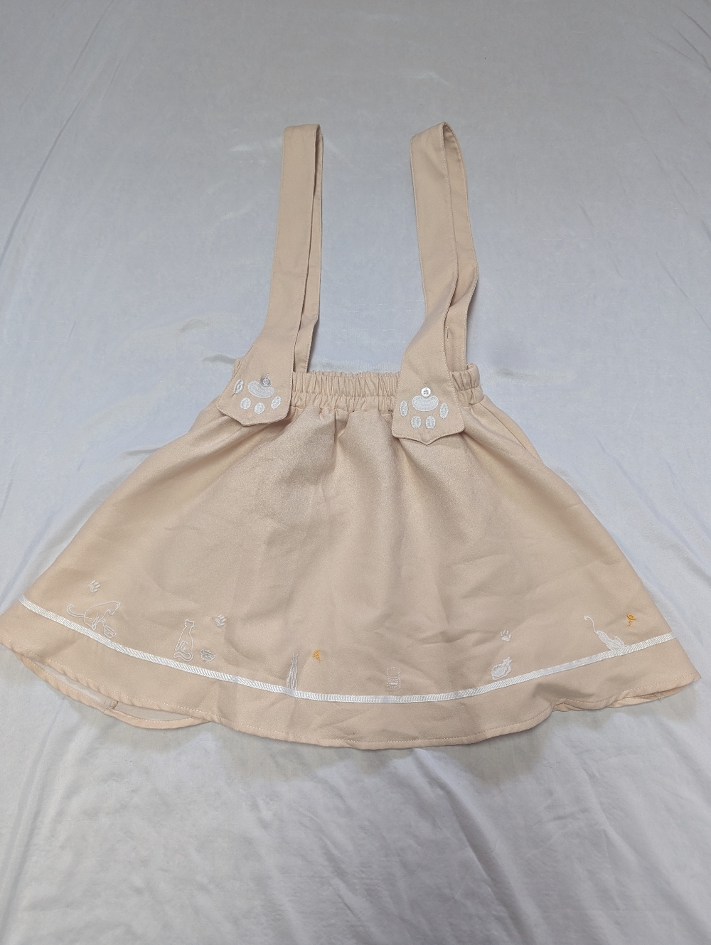 Futurino Sweet Cat Paw Embroidered Mini Skirt With Suspenders Aprox XS Kawaii